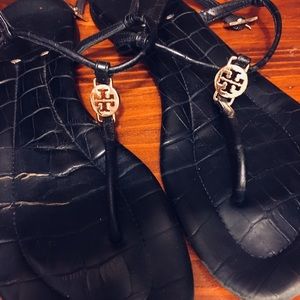 Tory Burch Black t-strap sandals